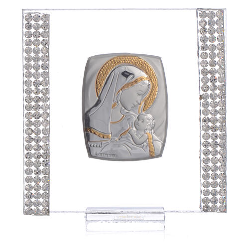 Bild als Geburtsgeschenk aus Silber-Laminat mit Strass, 7x7 cm 4