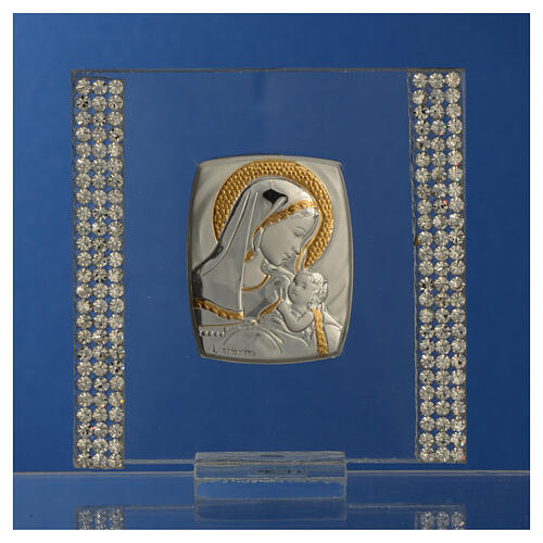 Bild als Geburtsgeschenk aus Silber-Laminat mit Strass, 7x7 cm 5