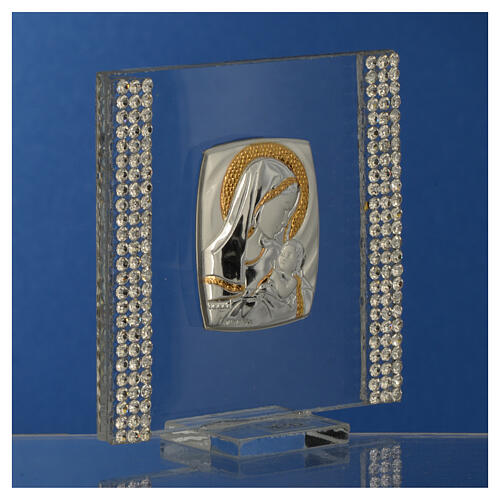 Bild als Geburtsgeschenk aus Silber-Laminat mit Strass, 7x7 cm 6