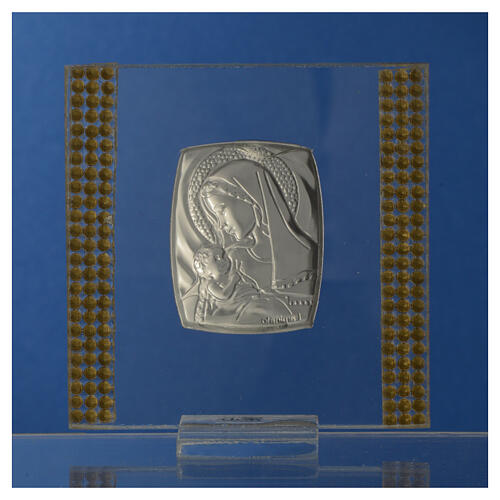 Bild als Geburtsgeschenk aus Silber-Laminat mit Strass, 7x7 cm 7