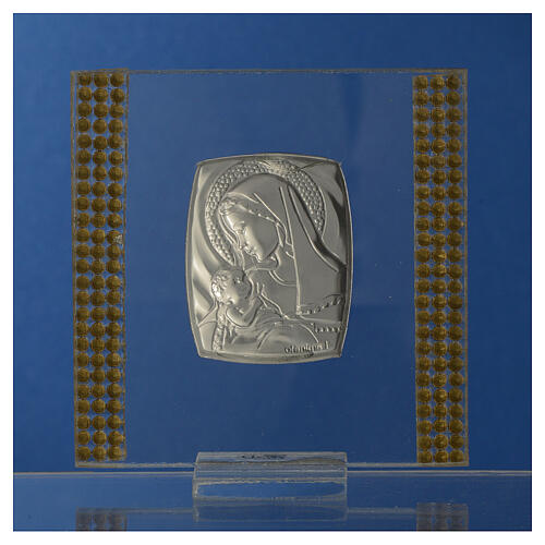 Bild als Geburtsgeschenk aus Silber-Laminat mit Strass, 7x7 cm 3