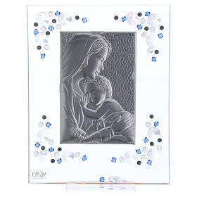 Cuadro Maternidad azul Plata y Swarovski 19x16 cm s4