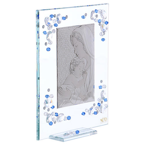 Cadre Maternité bleu argent et strass 19x16 cm 3