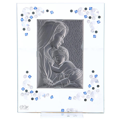 Cadre Maternité bleu argent et strass 19x16 cm 4