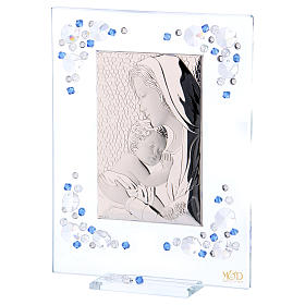 Adorno Maternidade azul prata e strass 19x16 cm