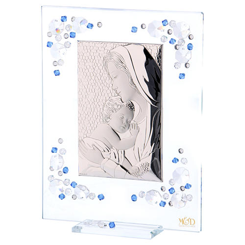 Adorno Maternidade azul prata e strass 19x16 cm 2