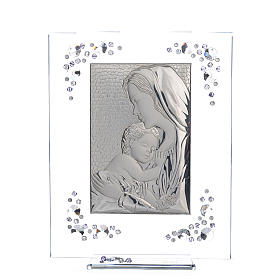 Adorno Maternidade prata e strass lilás 19x16 cm
