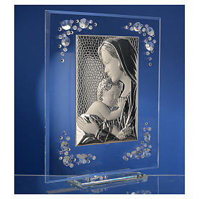 Adorno Maternidade prata e strass lilás 19x16 cm