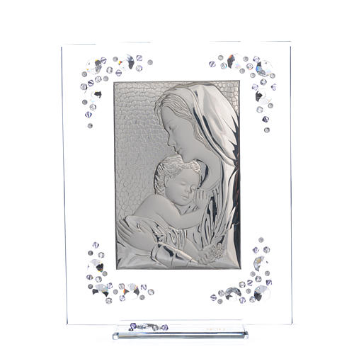 Adorno Maternidade prata e strass lilás 19x16 cm 4