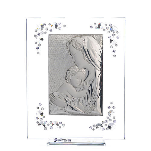 Adorno Maternidade prata e strass lilás 19x16 cm 1