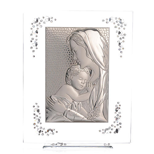 Adorno Maternidade prata e strass branco 19x16 cm 1