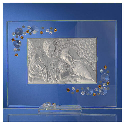Glasbild Heilige Familie mit bernsteinfarbenen strass-Steinen, 19x16 cm 6