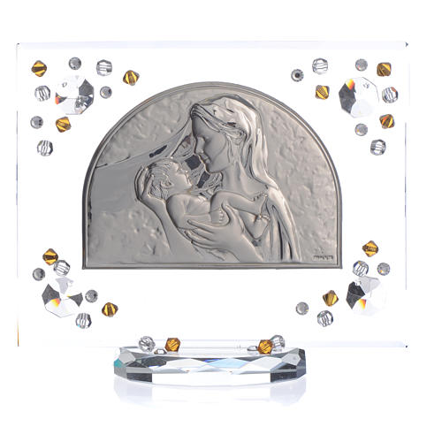 Birth of Jesus picture in silver with amber strass 5