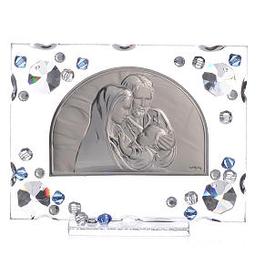 Holy Family picture, wedding favour with blue strass