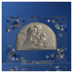 Holy Family picture, wedding favour with blue strass