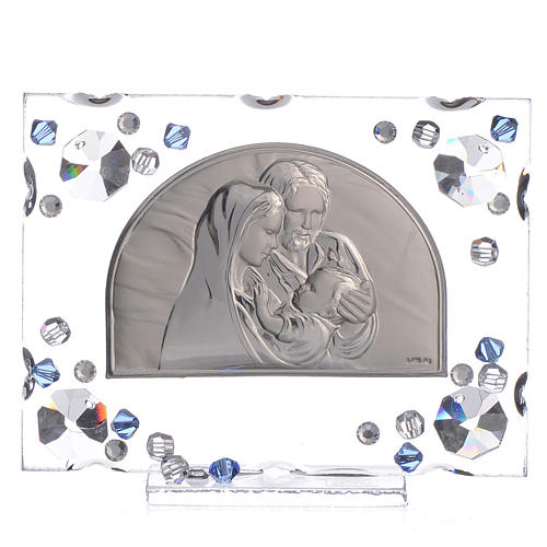 Holy Family picture, wedding favour with blue strass 1