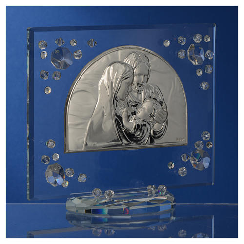 Holy Family picture in arch with white strass 3