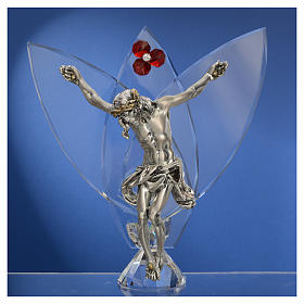 Crucifix with red crystals, 21cm