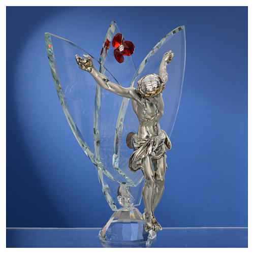 Crucifix with red crystals, 21cm 3