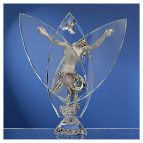 Crucifijo con cristales blancos 21 cm s4