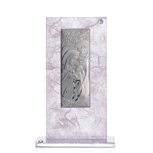 Wedding Favour with Holy Family image in silver pink and lilac 1