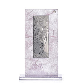 Wedding Favour with Holy Family image in silver pink and lilac
