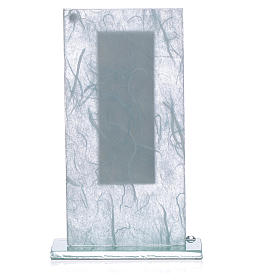 Bild Glas und Silber Platte Kommunion hellblau