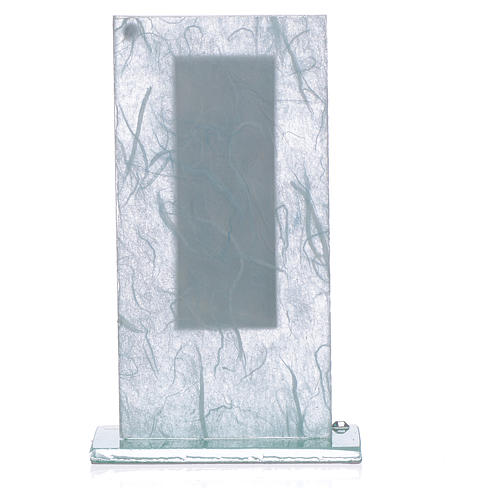 Bild Glas und Silber Platte Kommunion hellblau 1