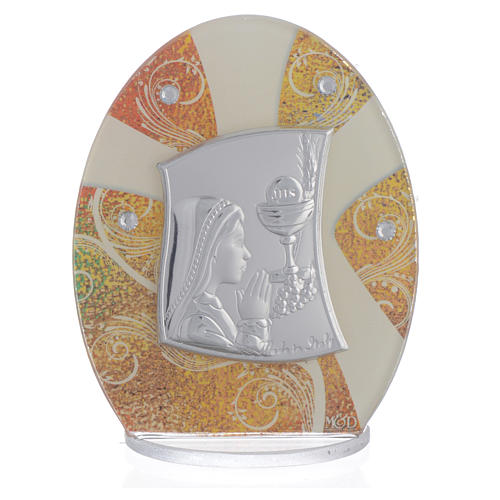 Holy Communion Favour in silver foil with young girl 10.5cm 1