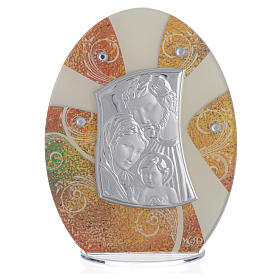 Favour with Holy Family image in silver foil 16.5cm