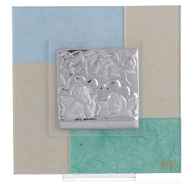 Dicas de Presentes e Lembrancinhas: Quadro batizado azul/verde 17x17 cm