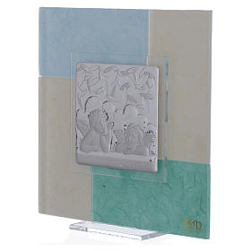 Dicas de Presentes e Lembrancinhas: Quadro batizado azul/verde 17x17 cm