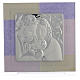 Picture with Holy Family, pink and lilac in silver 30x30cm s1