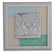 Picture with 4 angels, sky blue and green in silver 23.5x23.5cm s1