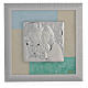 Picture with Holy Family, sky blue and green in silver 23.5x23.5cm s1