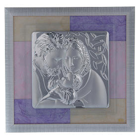 Holy Family picture favour in pink and purple and silver 33x34cm