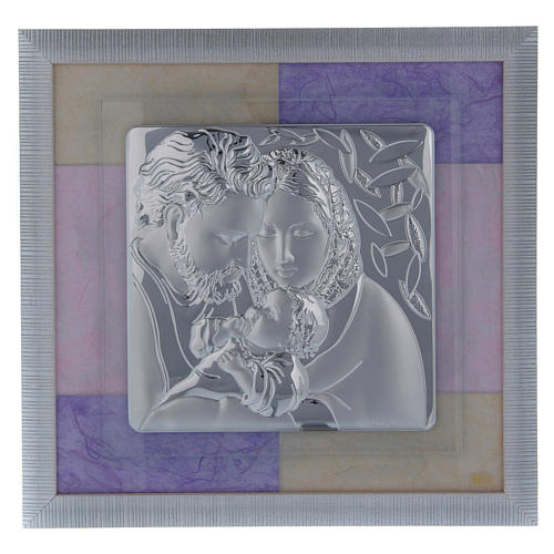 Holy Family picture favour in pink and purple and silver 33x34cm 1