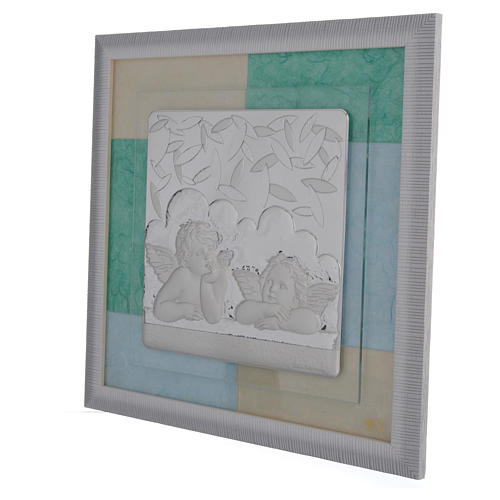 Christening Favour, sky blue and green in silver 33x34cm 2