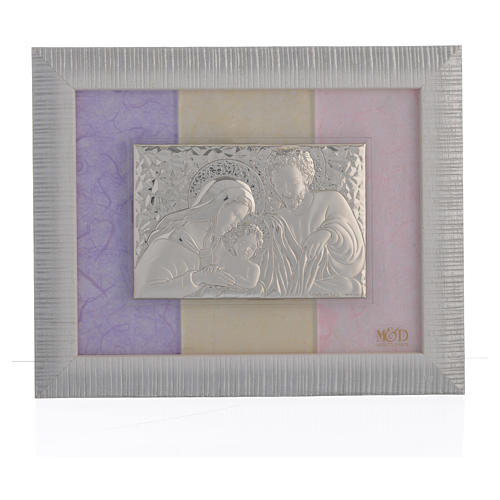Favour with Baby Jesus, pink and lilac in silver 29x26cm 1