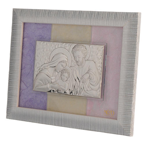Favour with Baby Jesus, pink and lilac in silver 29x26cm 2