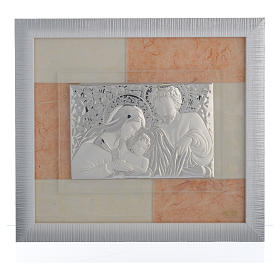 Wedding favour with Holy Family, ivory silk paper and silver 29x26cm
