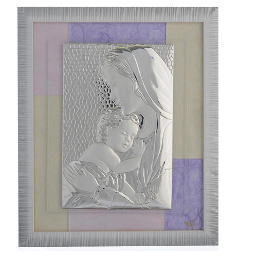 Holy Family picture favour in pink and purple and silver 29x26cm 1