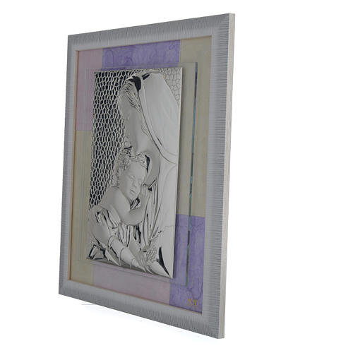 Holy Family picture favour in pink and purple and silver 29x26cm 2