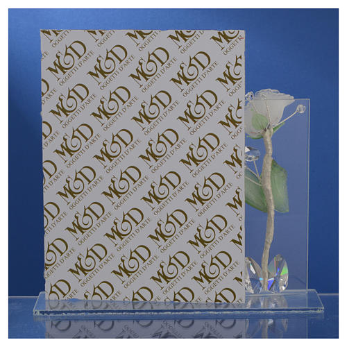 Maternity favour with white rose in Murano glass and silver 11x17cm 4