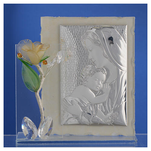 Bild Mutterschaft mit bernsteinfarbener Rose aus Muranoglas, 8x12 cm 2