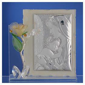 Maternity favour with amber rose in Murano glass and silver 8x12cm