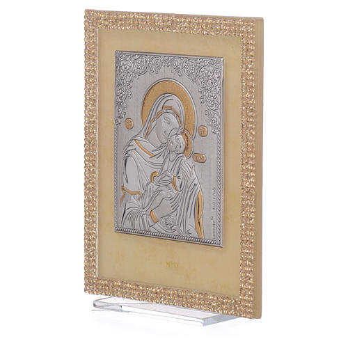 Quadro Maternidade ortodoxo strass ouro 14x11 cm 2