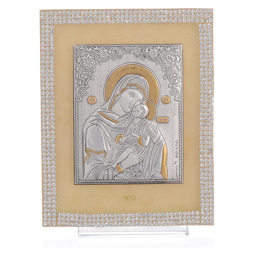 Orthodox Maternity favour with white strass and silver 19x14cm 1