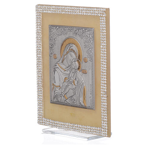Orthodox Maternity favour with white strass and silver 19x14cm 2