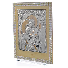 Orthodox Holy Family favour with white strass and silver 25x20cm